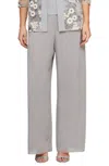 Alex Evenings Chiffon Straight Leg Pant In Dove