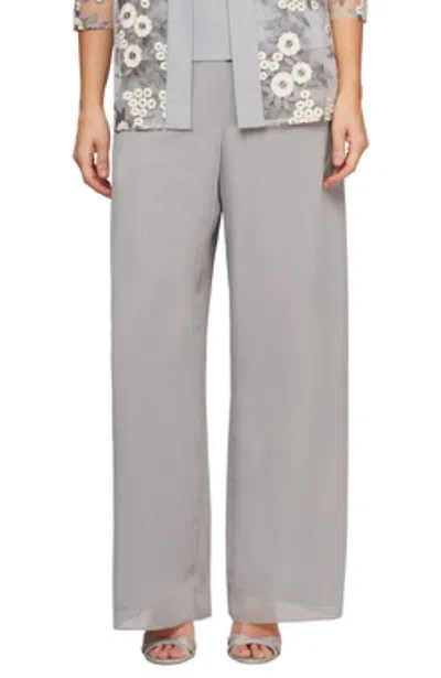 Alex Evenings Chiffon Straight Leg Pant In Dove
