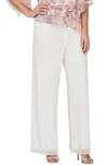 Alex Evenings Chiffon Straight Leg Pant In Ivory
