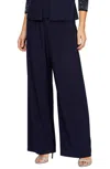 Alex Evenings Chiffon Straight Leg Pant In Navy