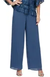 Alex Evenings Chiffon Straight Leg Pant In Wedgewood Blue