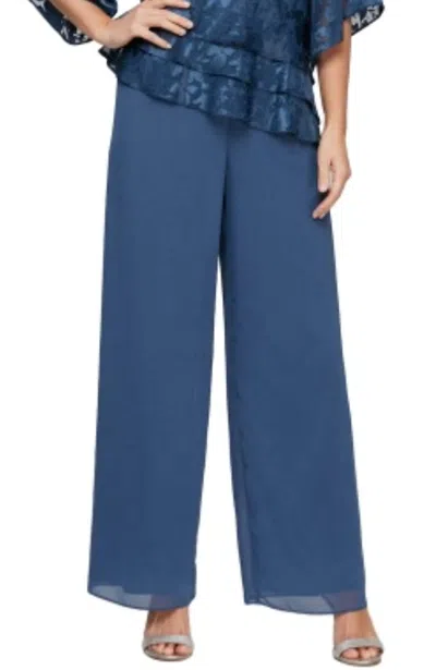 Alex Evenings Chiffon Straight Leg Pant In Wedgewood Blue
