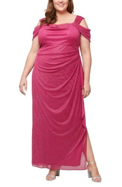 Alex Evenings Cold Shoulder Glitter Column Gown