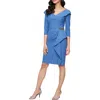 Alex Evenings Compression Cocktail Dress In Blue