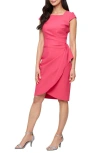 Alex Evenings Compression Collection Tulip Sheath Cocktail Dress In Geranium