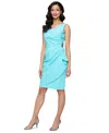 Alex Evenings Compression Embellished Ruched Sheath Dress In Caribbean Blue