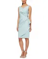 Alex Evenings Side Ruched Cocktail Dress In Ice Sage