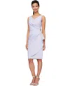 Alex Evenings Compression Embellished Ruched Sheath Dress In Lavender