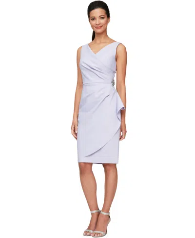 Alex Evenings Compression Embellished Ruched Sheath Dress In Lavender