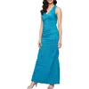 Alex Evenings Sleeveless Stretch Taffeta Maxi Cocktail Dress In Blue