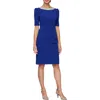 Alex Evenings Crystal Detail Stretch Crepe Cocktail Sheath Dress In Royal
