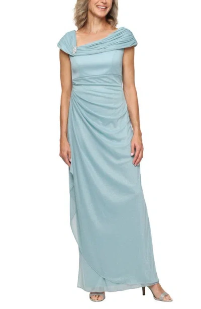 Alex Evenings Embellished L-neck Gown In Blue