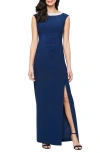 Alex Evenings Embellished Neck Gown In Blue