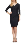 ALEX EVENINGS EMBELLISHED RUCHED SHEATH COCKTAIL DRESS