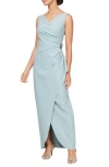 Alex Evenings Embellished Side Drape Column Formal Gown