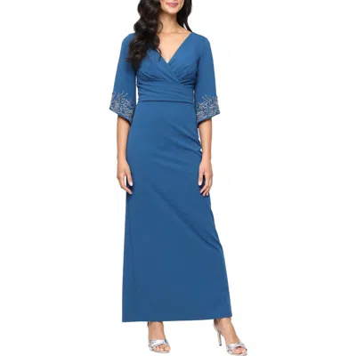 ALEX EVENINGS ALEX EVENINGS EMBELLISHED STRETCH CREPE COLUMN GOWN