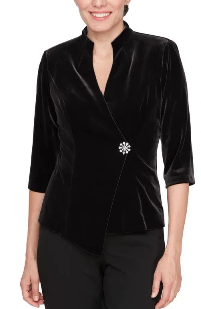 Alex Evenings Embellished Velvet Jacket In Black