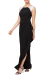 ALEX EVENINGS EMBROIDERED BODY-CON GOWN