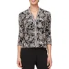 Alex Evenings Petite Floral-embroidered 3/4-sleeve Lace Top In Black/ Taupe