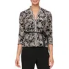Alex Evenings Petite Floral-embroidered 3/4-sleeve Lace Top In Black/taupe