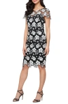 Alex Evenings Embroidered Lace Cocktail Dress In Black