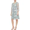 Alex Evenings Embroidered Mock Jacket Cocktail Dress In Green