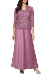 Alex Evenings Embroidered Mock Two-piece Gown With Jacket In Pink