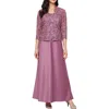Alex Evenings Embroidered Mock Two-piece Gown With Jacket In Purple
