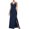 Alex Evenings Embroidered Sleeveless Gown In Navy/pink