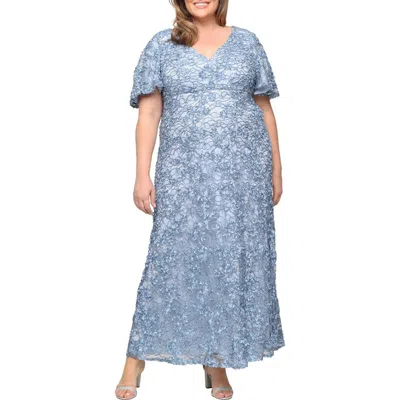 Alex Evenings Empire Waist Soutache Gown In Neutral