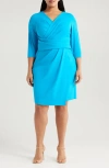 Alex Evenings Faux Wrap Sheath Cocktail Dress In Capri