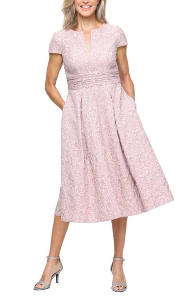 Alex Evenings Floral Embossed Cocktail Dress In Pink