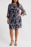 ALEX EVENINGS FLORAL EMBROIDERED COCKTAIL DRESS