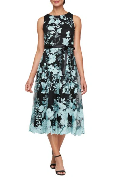 Alex Evenings Floral Embroidered Midi Dress