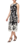 Alex Evenings Petite Scoop-neck Belted Sleeveless Dress In Black/ Chai