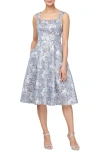 ALEX EVENINGS FLORAL JACQUARD COCKTAIL DRESS