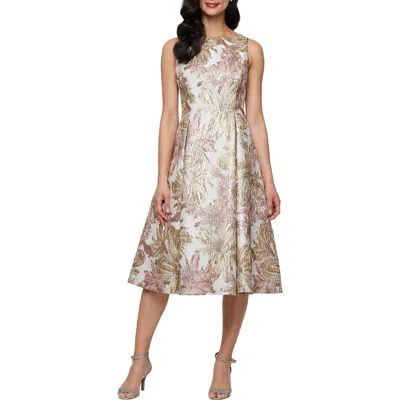 ALEX EVENINGS ALEX EVENINGS FLORAL JACQUARD FIT & FLARE COCKTAIL DRESS