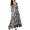Alex Evenings Floral Jacquard High-low Gown In Black