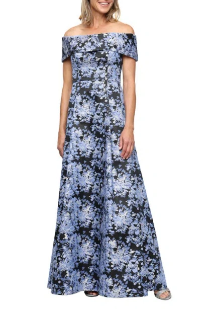 Alex Evenings Floral Jacquard Off The Shoulder Gown In Multi
