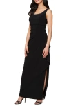 Alex Evenings Foil Piping Sleeveless Maxi Cocktail Dress With Jacket In Black