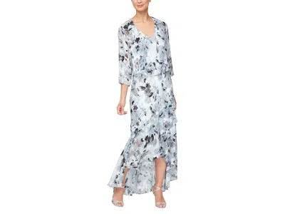 Alex Evenings High-low Chiffon Burnout With Jacket In Multi