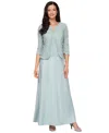 Alex Evenings Lace Jacket & Lace-top Gown