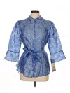 Alex Evenings Long Sleeve Blouse In Blue