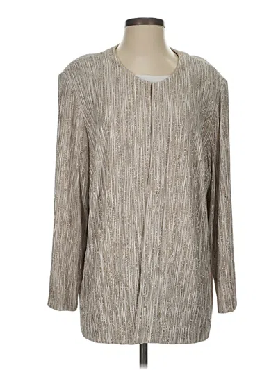 Pre-owned Alex Evenings Long Sleeve Blouse In Silver