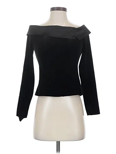 Pre-owned Alex Evenings Long Sleeve Top Black Off The Shoulder Neckline Tops