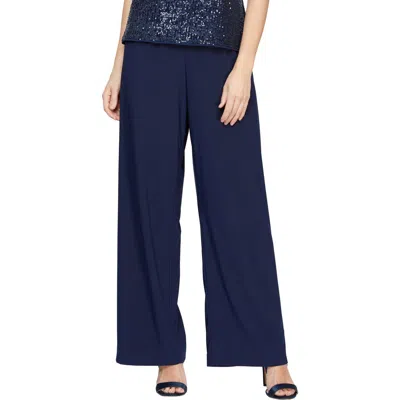 Alex Evenings Matte Jersey Straight Leg Pants In Blue