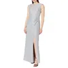 Alex Evenings Maxi Dress Women's Platinum Cutout Sleeveless Side Slit Gbo1325 In Gray