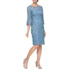 Alex Evenings Metallic Floral Appliqué Cocktail Dress In Slate