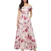 Alex Evenings Metallic Floral Jacquard Off The Shoulder Gown In Blush Multi