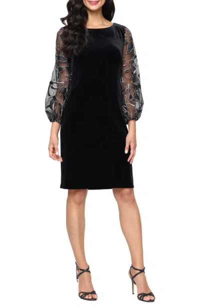 Alex Evenings Metallic Sleeve Velvet Sheath Dress In Multi